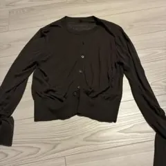 UNIQLO カーキ　シアークルーネックショートカーディガン Lサイズ