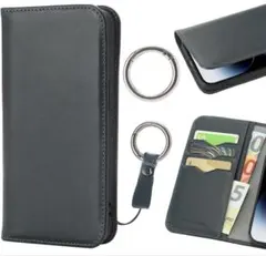 iPhone15 Pro Maxケース 手帳型 最高級 本革 ミライニーズブルー