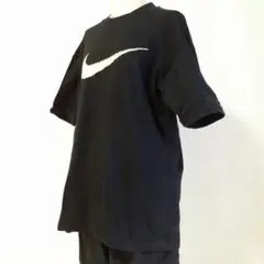 希少▲NIKE ナイキ スウッシュビッグ ロゴTシャツ 黒 L 90s 銀タグ
