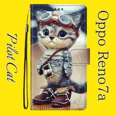 OPPO Reno7a 専用 手帳型ケース パイロットキャット
