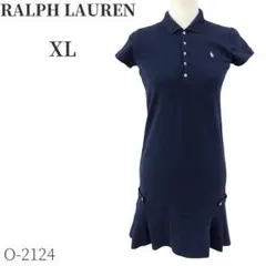 ラルフローレン ポロシャツワンピース ジュニアサイズXL ネイビー ペルー製