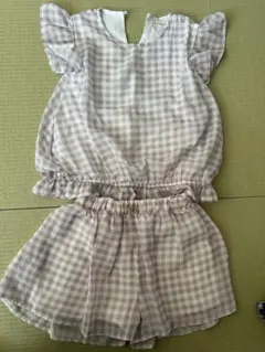 mamaraku 薄紫 ギンガムチェック セットアップ 100cm