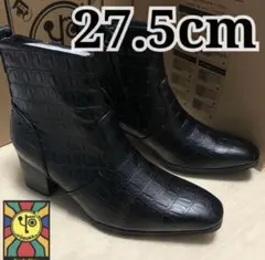 送料込み 新品 YOSUKE 27.5cm ショートブーツ　型押しクロコ 黒のサムネイル