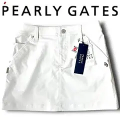 0 パーリーゲイツ 日本製 ロゴ刺繍 ハイストレッチ ミニスカート ホワイト系