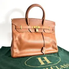 美品 ハイクラス 35 ハンドバッグ バーキン レザー カデナ ブラウン