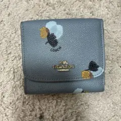 COACH 三つ折り財布 花柄 ブルーのサムネイル