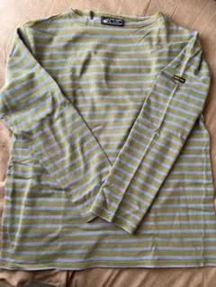 SAINT JAMES 長袖Tシャツ 黄緑水色ストライプ