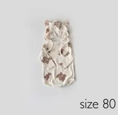 くま柄＊長袖＊ロンパース＊帽子付き