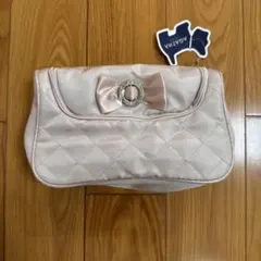 AGATHA ピンク キルティング メイクポーチ リボン ヨークシャテリア 犬のサムネイル