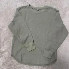 UNIQLO ワッフル長袖Tシャツ S オリーブ　レディース