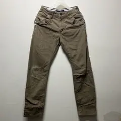 Dominate ワークパンツ カーゴパンツ ブラウン ボーダー 多ポケットのサムネイル