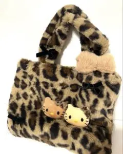 ハローキティ　キティヒョウ柄カラー　ヒョウ柄トートバック　ファートートバッグ