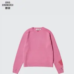 カシミヤクルーネックセーター　アニヤハインドマーチ　ピンク　sサイズ　ユニクロ