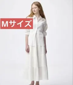 GU ジーユー ティアードマキシスカート　ホワイト　白