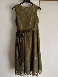 オリーブグリーン レースドレス リボン付きのサムネイル