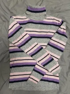 Aqua girlストライプ タートルネックセーター 長袖