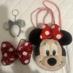 ミニー ポシェット カードケース ヘアゴム キーホルダーセット