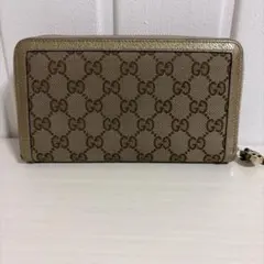 GUCCI グッチ マイクログッチシマ 長財布 ゴールド リボン ラウンド 