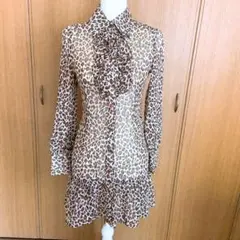 セシルマクビー豹柄シャツミニワンピースレオパード