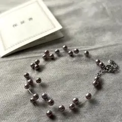 田崎真珠 K18WG パールブレスレット 真珠パープル ホワイトゴールド 保証書