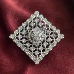 【22】英国デイジー社製　スクエアラインストーンブローチ　ヴィンテージ