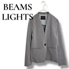 ビームスライツ ノーカラージャケット アウター 薄手 無地 シンプル 上品 36