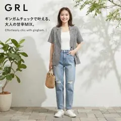 GRL グレイル ギンガムチェック 半袖 テーラードジャケット L 羽織りのサムネイル