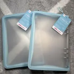 ダイソー A5 6リングファイル 水色 シール帳 バインダー 2個セット