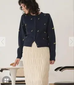 アルパカタッチフラワー刺繍カーディガン　titivate