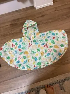 モンベル　mont-bel 80-95 ベビーレインコート カラフル葉っぱ柄