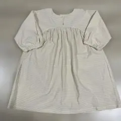 保育士スモック　オレンジ×白　ボーダー