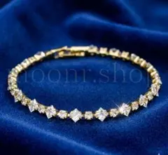 glitterカットチェーン　ブレスレット 18kコート　モアサナイト　s925