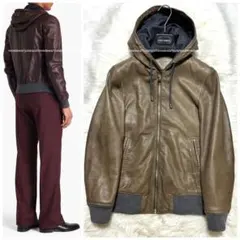 本物 美品 近年モデル ドルチェ&ガッバーナ フード付き レザー ジャケット