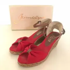 gaimo ガイモ レザーストラップ付き エスパドリーユ サンダル 37 赤