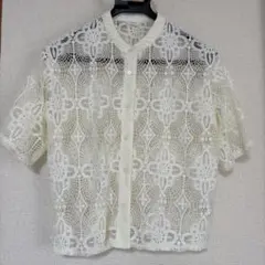 ★美品★techichi レース編み半袖トップス•カーディガン　ホワイト　F