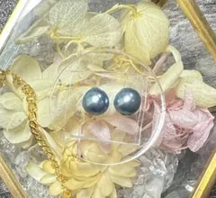 お試し！　あこや真珠　コバルトブルー(染め) 7㎜UP！　2粒⑥