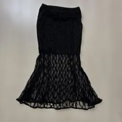 レース フレアスカート 黒