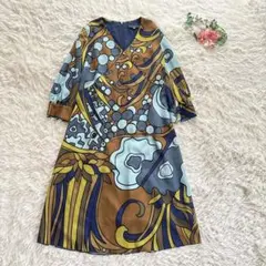 美品BEATING HEART ワンピース幾何学模様アート柄総イタリア生地日本製のサムネイル