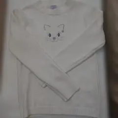 猫の顔刺繍 ホワイトセーター ANNA SUI mini LL 145～155㎝