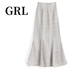 GRLグレイルラメチェックツイードマーメイドスカートアイボリーM