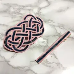 ハンドメイド 水引バレッタ 結びモチーフ