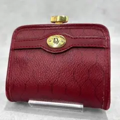 상태좋음 Dior ディオール ハニカム がま口 コインケース レッド