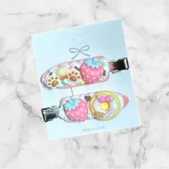 ホイップデコ　前髪クリップ　ヘアピン(いちご)2個セット⑅