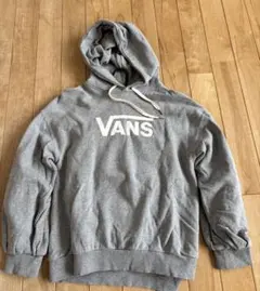 VANS 白ロゴ　グレー フード付きパーカー