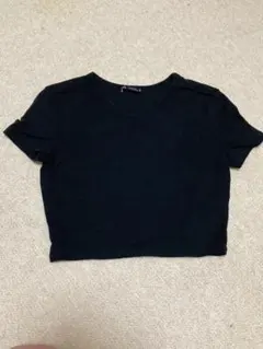 ZARA クロップド丈 半袖Tシャツ ブラック Sサイズのサムネイル