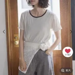 ニコアンド　シアーベロアリンガーTシャツ　今期　新作