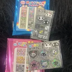 タイルシール風キーホルダー おはじきシール風キーホルダー モノトーンパンダ 平成