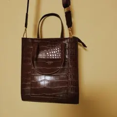 ブラウン クロコダイル風ショルダーバッグ
