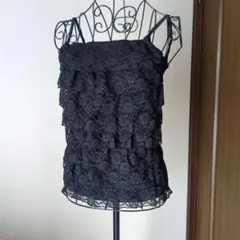 ゴスロリ　段フリルキャミソール　y2k ブラック