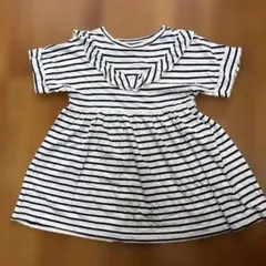 PETIT BATEAU ボーダー フリル 半袖ワンピース 8ans 128cmのサムネイル